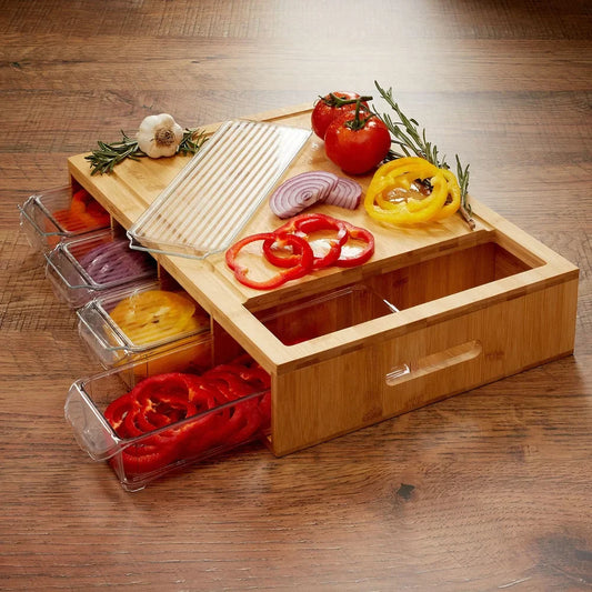 CozyCazza™ Bamboo Cutting Board W/ Containers