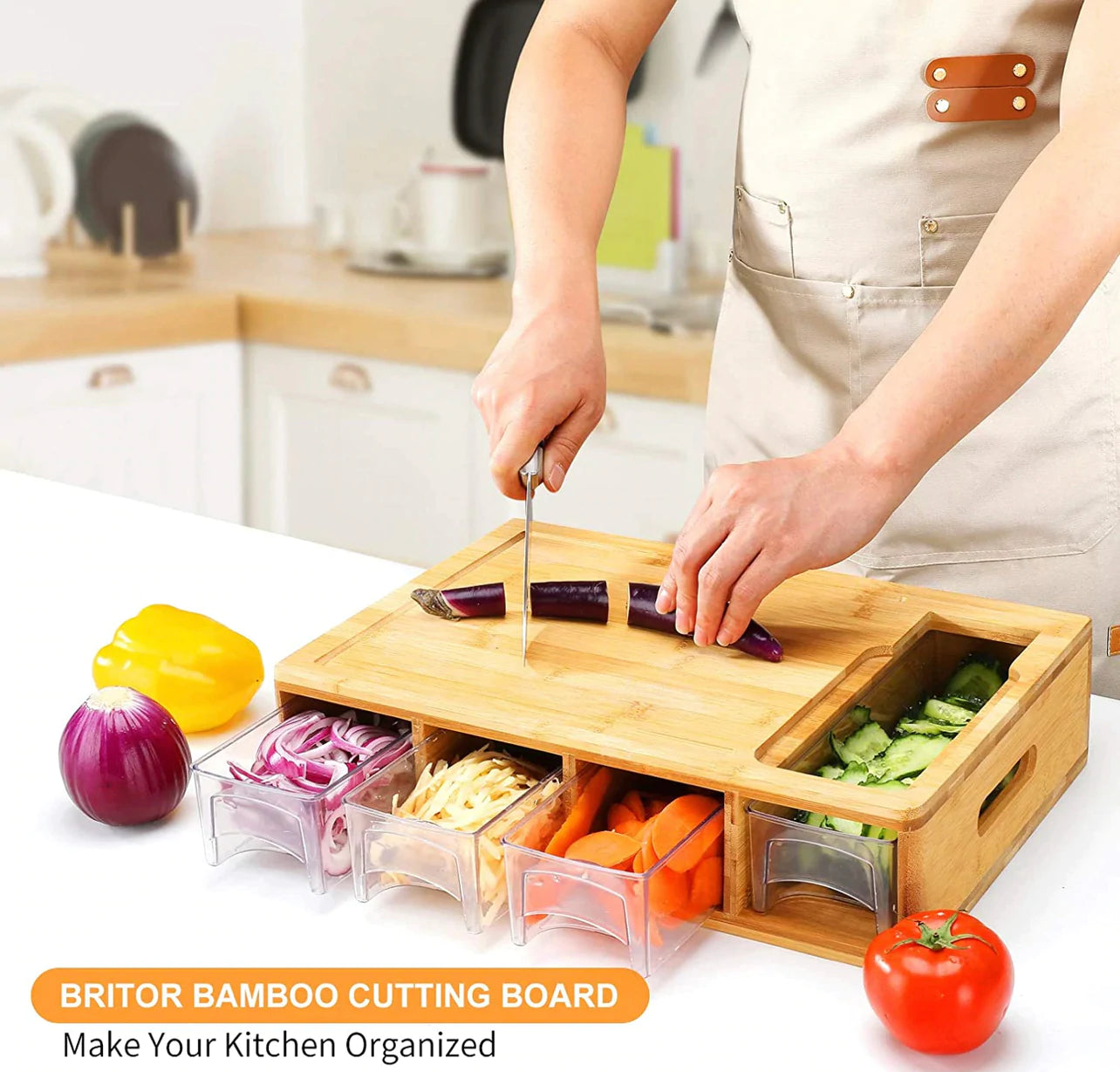 CozyCazza™ Bamboo Cutting Board W/ Containers